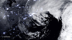 A satellite image of the January 27, 2015 historic blizzard near peak intensity as it moves over New York and Boston. Credit: NASA/NOAA/NPP/VIIRS