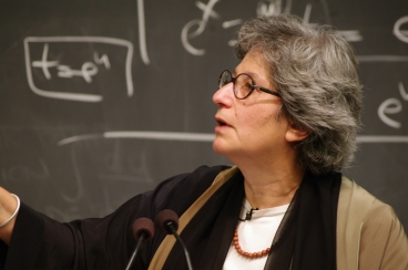 Susan Solomon, the Ellen Swallow Richards Professor of Atmospheric Chemistry and Climate Science, discusses "The World's Chemistry In Our Hands: Global Environmental Challenges Past and Future" as part of the MIT School of Science's Dean Colloquium Series.  Photo: Helen Hill, PAOC