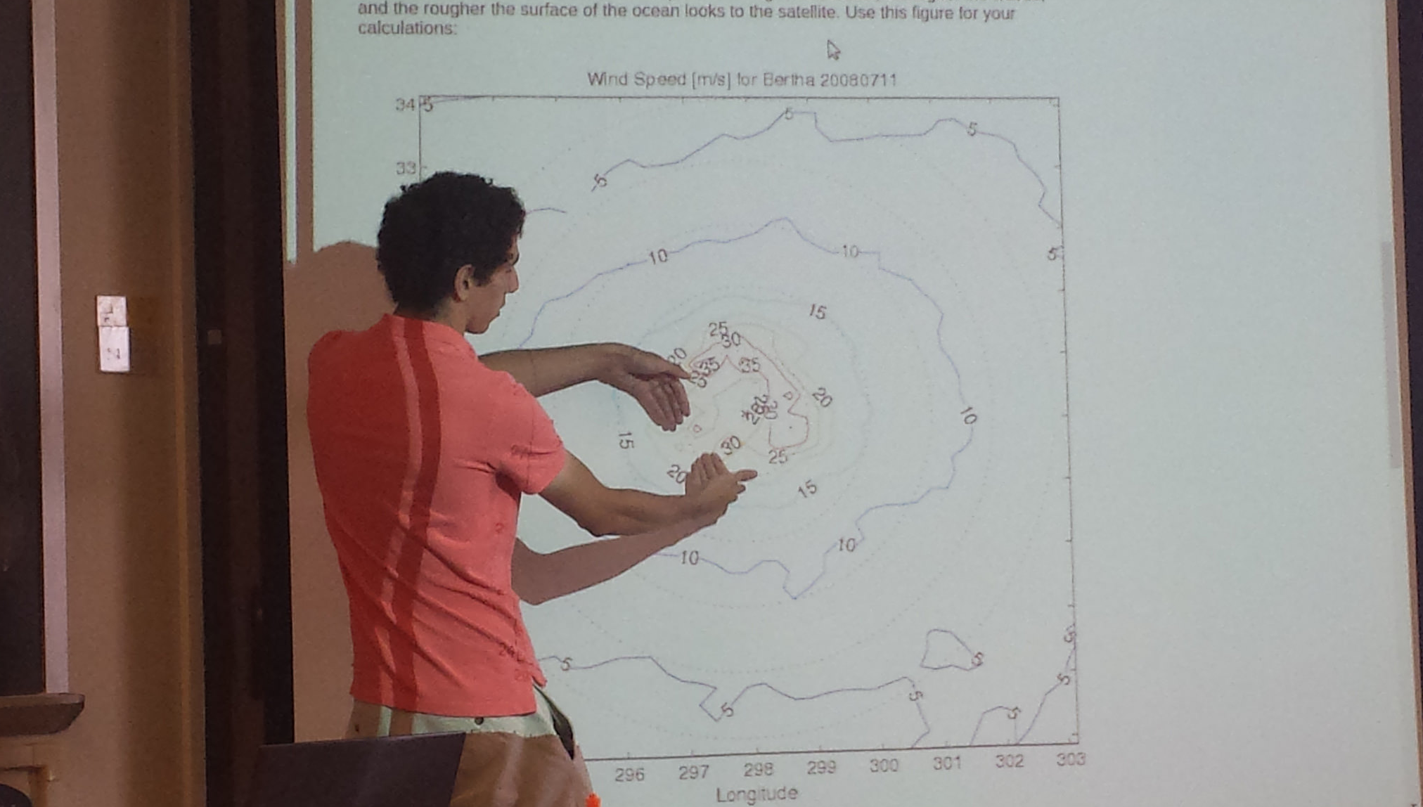 PhD candidates and FPOP TAs Vince Agard and Rohini Shivamoggi, who in their research respectively focus on atmospheres and hurricanes, explained how forces like the Coriolis force, the pressure gradient force and centrifugal force act in conjunction to affect a hurricane’s strength and direction.