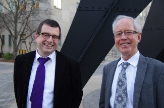 The 2015 Kendall Lecturer Jochem Marotzke (left) and Ron Prinn, Director of the Center for Global Change Science. Photo: Helen Hill