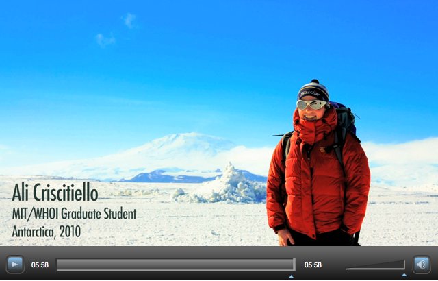 Click on the above image to access "The Scientist Who Loved the Cold" a short video about grad student Ali Criscitiello  produced by Ari Daniel Shapiro for WHOI's Oceanus magazine.