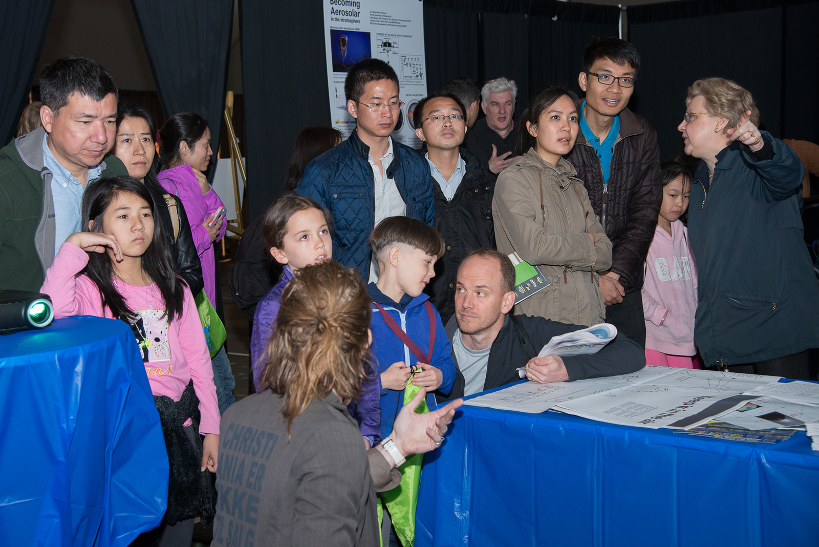 EAPS' Illari, McKenna (bottom front) and John Marshall explain the science of zero-emissions flight (Image: Vicki S McKenna)